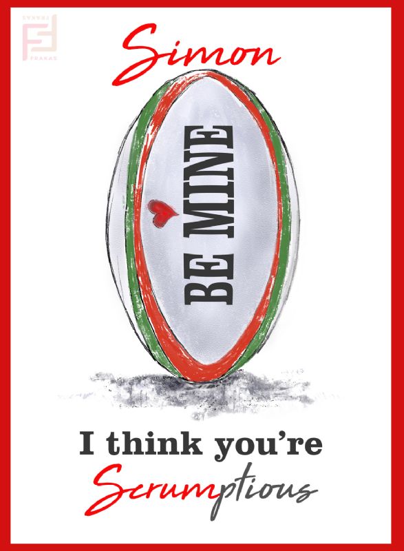 Rugby Valentines Card (Custom Name)